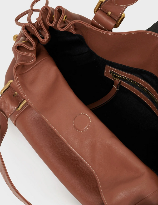 Sac à main en cuir grainé intérieur métallisé - 24H