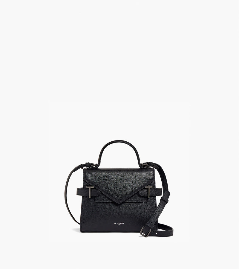 Emilie - Petit sac à main double rabat en cuir grainé