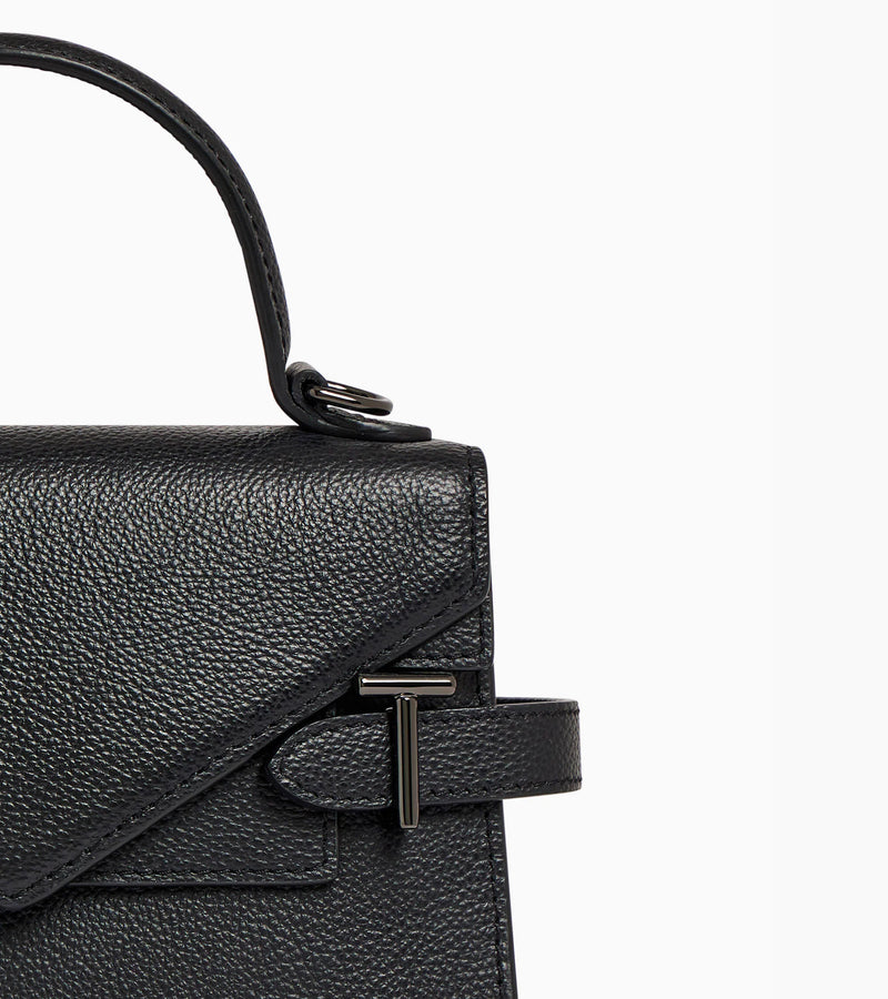 Emilie - Petit sac à main double rabat en cuir grainé