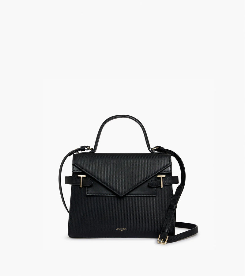 Emilie - Sac à main double rabat moyen modèle en cuir signature T