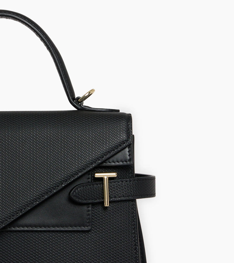 Emilie - Sac à main double rabat moyen modèle en cuir signature T